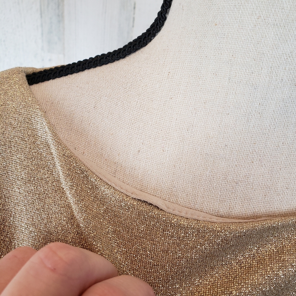 Ralph Lauren Gold Shimmer Holiday Dress Sz 10 - Picture 10 of 10